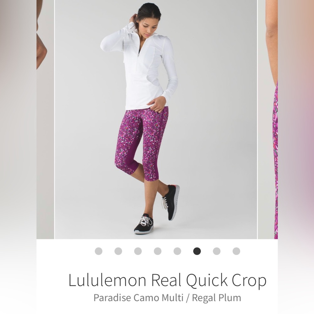 Lululemon real quick crop in paradise camo/ regal plum size 6